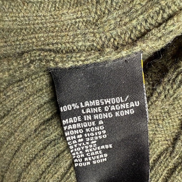 Quicksilver Sweater Large Men's Green Pullover V Neck Cable Knit - Lambs Wool - Picture 5 of 15